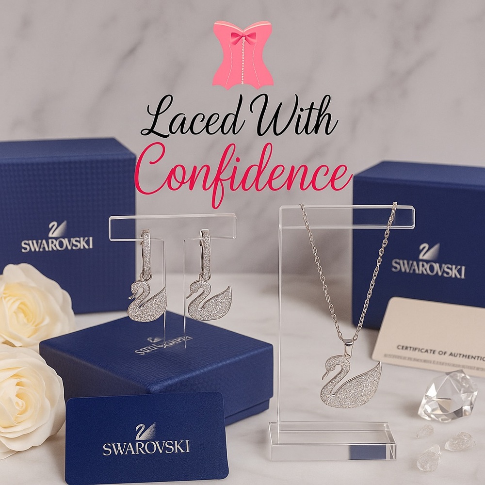 Swarovski Swan Necklace & Earrings Set | Authentic | NIB with Certificates
